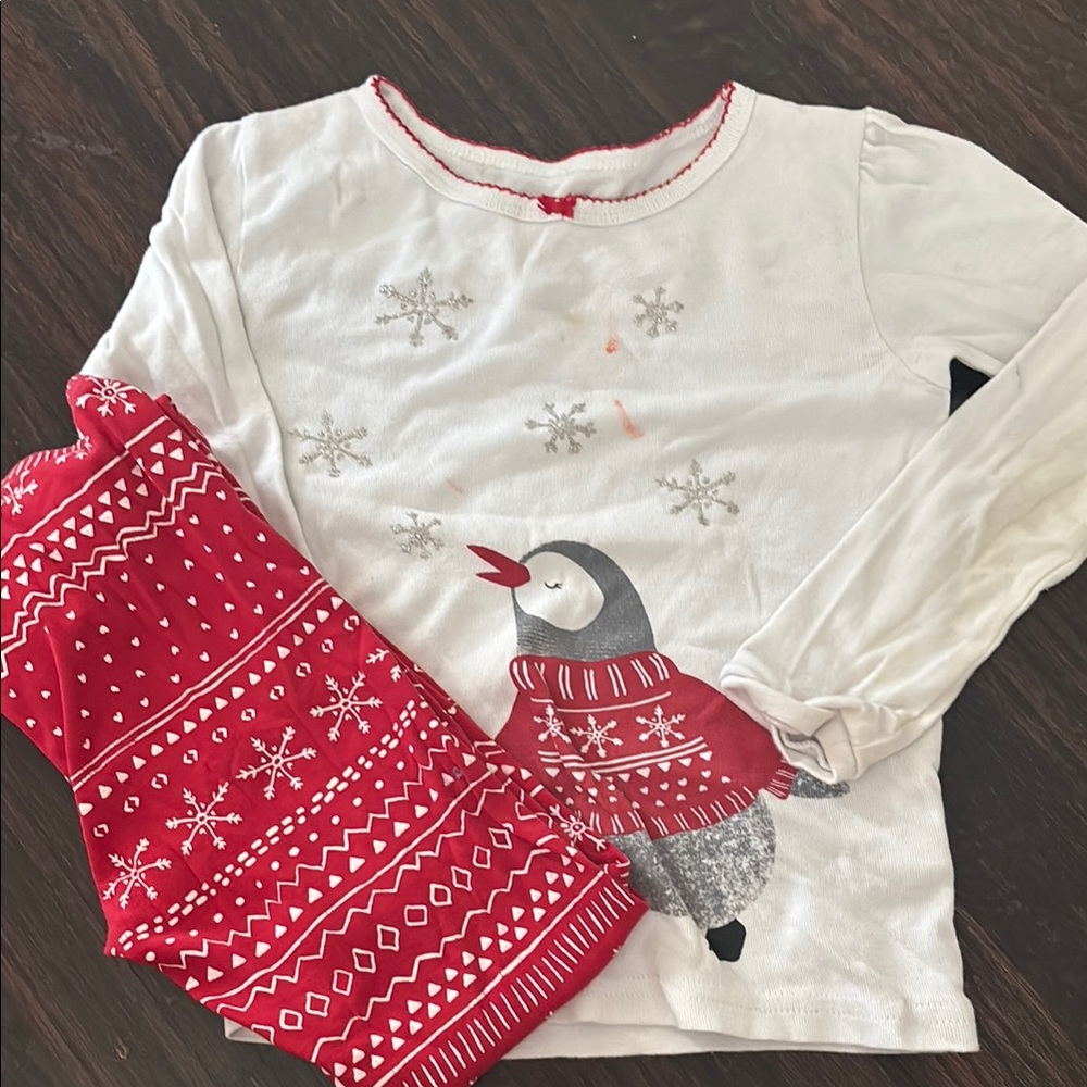 Carter's Red and White Pajama Set with Penguin Design